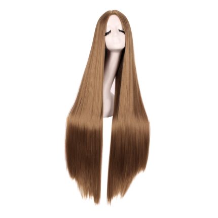 MapofBeauty 40 Inch/ 100 cm Carve Long Straight Cosplay Wig Anime Costume Party Wig (Black)