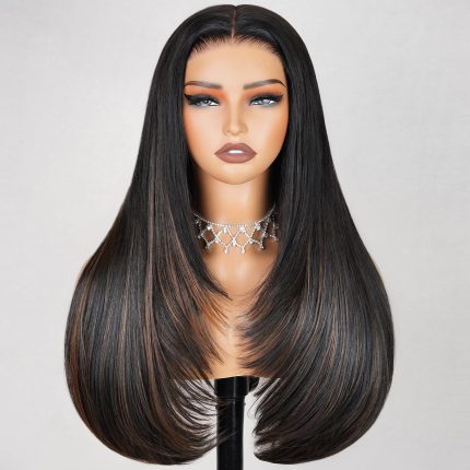 TESLAL 1B/99J Highlight Burgundy Wear and Go Glueless Wig 260% Density Pre Cut HD Lace 6X6 Lace Wigs 20Inch Body Wave Premium Fiber and Human Hair Blend Wig By Crafted Technology