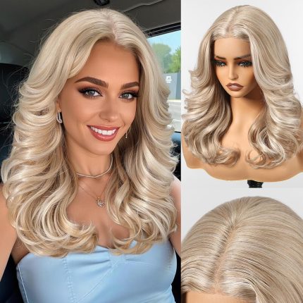 HAIRCUBE 13x6 HD Synthetic Lace Front Wig, 24 Inch Brown Long Curly Layered Wigs, Natural Density Hairline Glueless Wigs for Women Daily Use